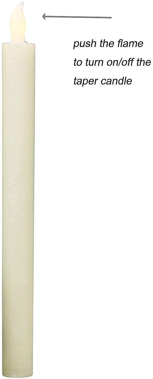 Rhytsing 10" Ivory Flameless Taper Candles with Timer, Battery Operated Dinner Candles, Push-Activated, Textured Wax Finish, Warm White Light, Remote & Batteries Included - Set of 5