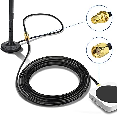 Bingfu WiFi Antenna Extension Cable 50 feet RP-SMA Male to RP-SMA Female Bulkhead Mount Double Shielded Low Loss -100 Cable for WiFi Wireless Router Hotspot Security IP Camera