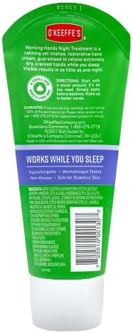 O'Keeffe's Working Hands Night Treatment Hand Cream, 3 oz Tube, (Pack of 2)