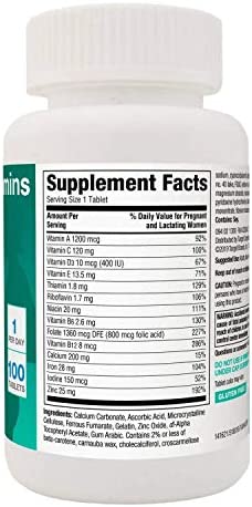 Up & Up Prenatal Vitamins Dietary Supplement, Compare to Stuart Prenatal, 100 Tablets
