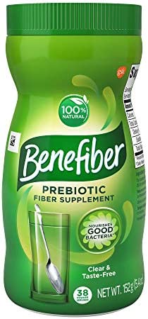 Benefiber Daily Prebiotic Dietary Fiber Supplement Powder for Digestive Health, 100% Natural, Clear and Taste-Free, 38 servings / 5.4 ounces