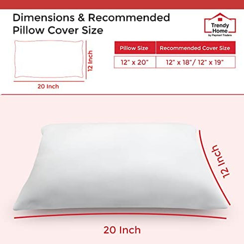 Trendy Home 12x20 Non Woven Premium Stuffer for Home & Office Pillow Stuffer, Decorative Throw Pillow Insert (White, Standard Size)