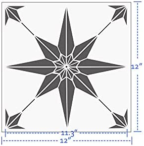 Reusable Tile Stencil 12 x 12 Inch Template for Painting Floor Cement Wall Furniture Wood DIY Home Décor Art Craft