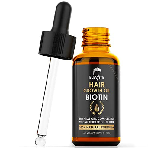 ELEVATE Hair Growth Oil - Biotin Hair Growth Serum & Castor Oil Natural Vitamin Rich Treatment for Stronger Thicker Longer Hair Regrowth & Thickening – Prevent Hair Loss & Thinning for Men & Women 1 Fl Oz 30mL