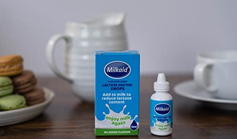 Milkaid Lactase Enzyme Drops for Lactose Intolerance Relief | Prevents Gas, Bloating & Diarrhea | Fast Acting Dairy Digestive Supplement | Gluten Free & Vegetarian | No Artificial Flavor | 0.5 Fl Oz