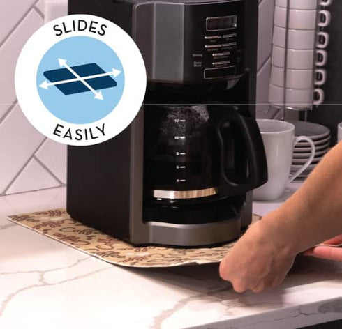 S&T INC. Coffee Mat, Absorbent Coffee Bar Mat for Coffee Maker and Espresso Machine, Coffee Maker Mat for Countertops, Coffee Print, 12 in. x 18 in., 1 Pack