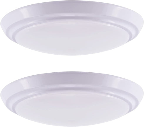 Gruenlich LED Flush Mount Ceiling Lighting Fixture, 7 Inch Dimmable 12W (75W Replacement) 840 Lumen, Aluminum Housing, ETL and Damp Location Rated, 2-Pack (White Finish-3000K)