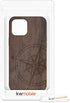kwmobile Wood Case Compatible with Apple iPhone 12 Pro Max - Phone Case with TPU Bumper - Navigational Compass Dark Brown