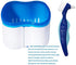 Denture Case,Denture Cups Bath, Toothbrush with hard denture, Dentures Container with Basket Denture Holder for Travel,Mouth Guard Night Gum Retainer Container (Blue)