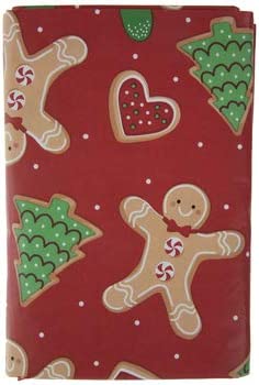 HAPPY DEALS ~ Gingerbread Cookies Tablecloth - Vinyl Flannel Back Christmas/Winter Tablecloth - 52 x 70 Table Cover