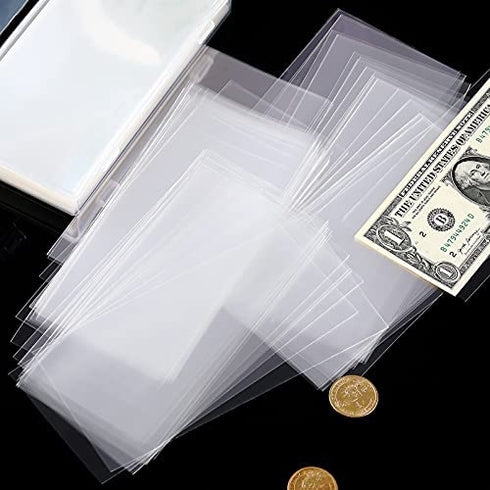 151 Pieces Currency Sleeves Bill Holder with Storage Case Plastic Paper Money Holders for Collectors Money Sleeves Protector