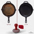 Cast Iron Chainmail Scrubber + Pan Scraper - Ergonomic Stainless and Silicone Cleaner for Pots and Skillets - Premium Food-Safe Design - Easy to Clean Dishwasher Safe Cookware Sponge Kitchen Accessory