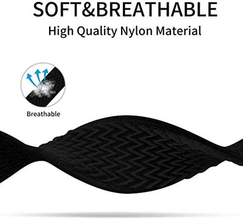 UHKZ Stretchy Nylon Bands Compatible with Fitbit Versa 3/Fitbit Sense for Women Men,Adjustable Breathable Fabric Sport Elastic Wristband for Fitbit Versa Smart Watch,Black