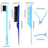 12 Pieces Hair Brush Set, Nylon Teasing Hair Brushes 3 Row Salon Teasing Brush, Double Sided Hair Edge Brush Smooth Comb Grooming, Rat Tail Combs with Duckbill Clips for Women Girls (Blue)