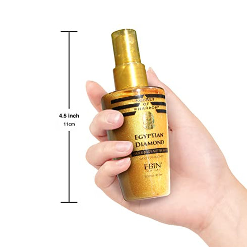 EBIN NEW YORK Secret of Pharaoh Hair & Body Glitter Mist Spray, Easy to Apply, Hydrating, Cruelty-Free, Gifts for Girls, Boys, Men - Gold, 2.37 fl oz