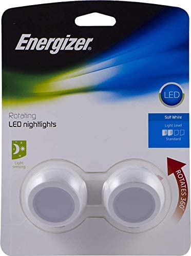 Energizer Rotating LED Night Light, Plug-in, 360° Rotation, Dusk-to-Dawn Sensor, Home D©cor, Ideal for Bedroom, Bathroom, Nursery, Hallway, Kitchen, Staircase, 40293