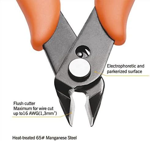 KATA 5 Inch Micro Wire Cutter,Precison Mini Flush Cutters and Clean Cut Pliers for Electronics,Model,Jewelry,Model Kits,Orange