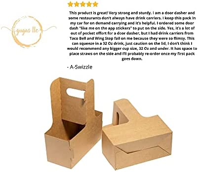 Gugas LLC Kraft Drink Carrier for Delivery (30 Count) - 2 Cup Holder Drink Carriers with Handle - in Bulk for Restaurants, Food Delivery, Uber Eats, Doordash, Postmates, Cafes, & Coffee Shops