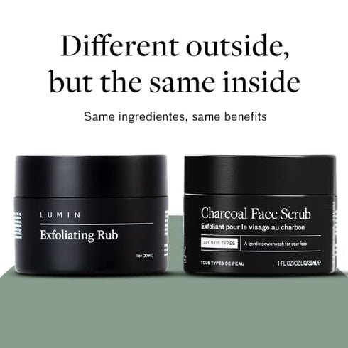 Lumin Exfoliating Rub for Men (1 oz) - Activated Charcoal Face Exfoliator Rub for Reducing Dullness, Dryness, Dark Spots, Blackheads, and Shaving Irritation - Achieve Your Best Look