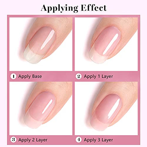 RARJSM Translucent Sheer Pink Gel Nail Polish LED UV Gel Soak Off Clear Pink French Manicure Nude Pink Jelly Nail Gel Polish Varnish Curing Requires 1pcs 15ml for Home Salon Nail Art DIY