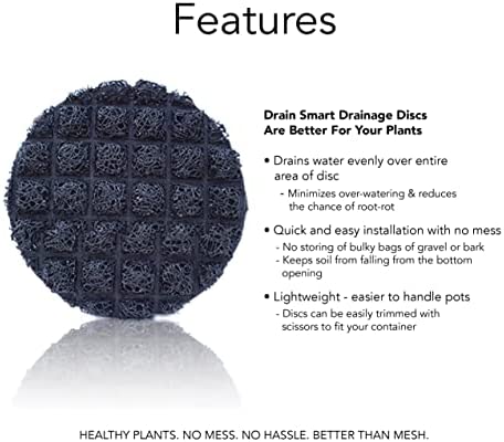 Drain Smart 6” 5-Pack Drainage Discs - Perfect for Indoor/Outdoor Potted Plants | Container Gardening | Planter Liners Minimize Root Rot | Made in The USA