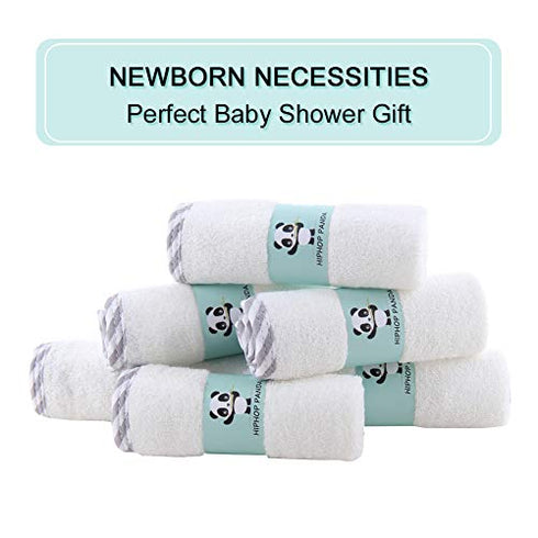 HIPHOP PANDA Hypoallergenic Bamboo Baby Washcloths - 2 Layer Ultra Soft Absorbent Bamboo Towel - Newborn Bath & Face Towel - Washcloths for Delicate Skin - Boy Girl Shower Gift (Gray Stripe, 6 Pack)