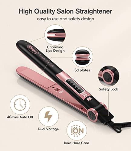 Deogra Flat Iron for African American Hair, Silk Press Flat Irons, Ceramic Tourmaline Ionic Flat Iron Hair Straightener with Keratin & Argan Oil Infused Plates, 1 inch 430? Curling Flat Iron
