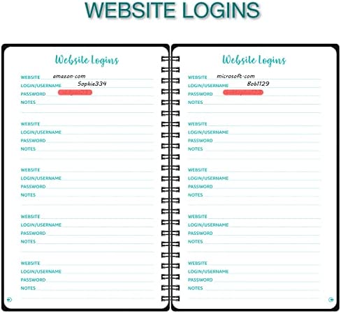 Address Book - Telephone and Address Book with Alphabetical Tabs, 5.3'' x 8.3'', Contact Book with Phone Numbers, Addresses, Birthday, Password, Anniversaries, Website Logins, Note Pages