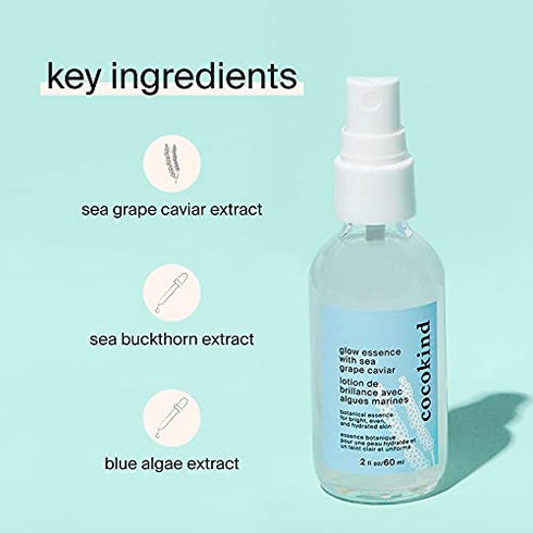Cocokind Glow Essence with Sea Grape Caviar, Hydrating Primer and Facial Mist, Facial Moisturizer with Sea Buckthorn, Linoleic Acid, and Vitamin E
