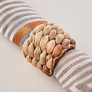 BeiBang Napkin Rings Set of 12, Handmade Woven Napkin Rings, Farmhouse Napkins Rings for Holiday, Wedding, Dining Room, Party, and Table Decoration