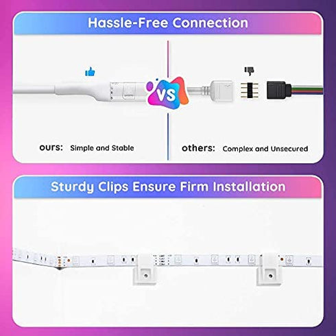 Govee 16.4ft LED Strip Lights, Color Changing Light Strips with Remote, RGB LED Lights for Room, Bedroom, Living Room, Kitchen, Home, Party, Ceiling
