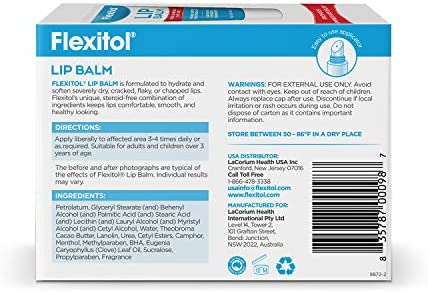 Flexitol Lip Balm, 0.35 Ounce Tube (3 Pack)