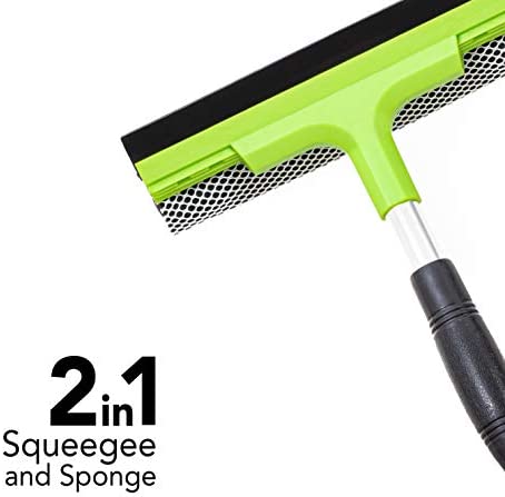Window Squeegee Cleaning Tool | Squeegee Cleaner for Windows, Glass, Car Windshield | 2-in-1 Squeegee and Scrubber Sponge Washing Kit | Multi-Surface Washer - Indoor Outdoor Use