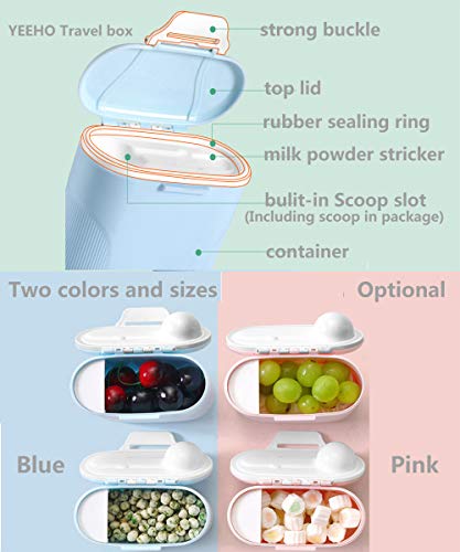 Travel Infant Formula Dispenser Box with Scoop, YEEHO Portable Baby Dry Milk Powder Food Container with Spoon Airtight Storage Easy go Parents Choice Sealed Small Case,Pink