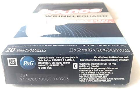 Bounce Wrinkle Guard Dryer Sheets - Outdoor Fresh - Mega Sheet - 20 Count Sheets Per Box - One (1) Box