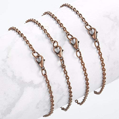 24 Pack Antique Red Copper Cable Chain Necklace Chain Necklace Twisted Link Chain for Jewelry Making (20 Inch)