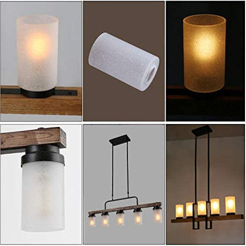 Giluta Frosted Seeded Glass Shade Cylinder Glass Lamp Shade Replacement, Modern Style Wall Sconce Pendant Lamp Shades with 1-5/8 Inch Fitter (A00008)