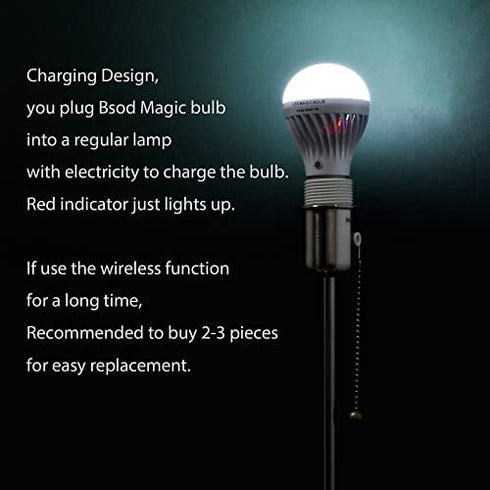 BSOD LED Magic Bulbs Self-Charging Emergency Lightbulb eBulb Cool White for Home Power Failure with Remote Controller Rechargeable Battery E26 Camping Lamp Indoor Outages Lighting Flashlight