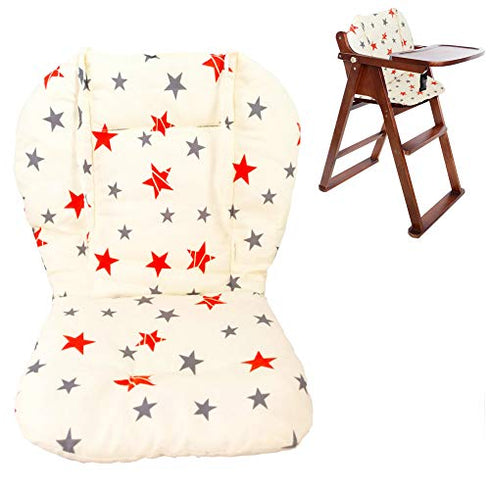 Twoworld Baby High Chair Seat Cushion Liner Mat Pad Cover and High Chair Straps (5 Point Harness) 1 Suit (Stars)