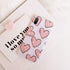 J.west iPhone XR Case 6.1-inch Luxury Cute Pink Heart Design Sparkle Translucent Pearly-Lustre Love Pattern Print Flexible Slim Soft Silicone Rubber Protective Phone Case Cover for Girls Women