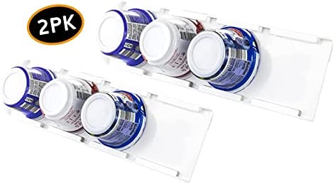 Storage Theory Yogurt Fridge Organizer - Holds up to 4 Wide-Mouth Vegan and Greek Yogurt Cups Each - Peel and Stick Slider Shelf for Small Refrigerator Spaces - 2 pc