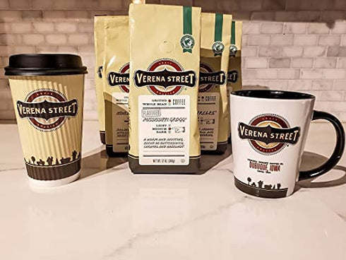 Verena Street 12 Ounce Flavored Ground Coffee, Mississippi Grogg, Medium Roast, Rainforest Alliance Certified Arabica Coffee