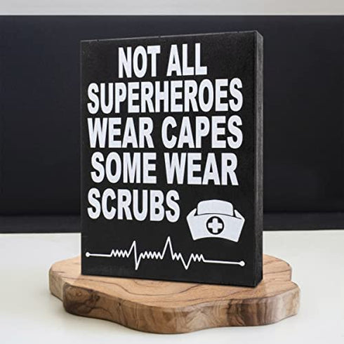 JennyGems Nurse Gifts, Nurse Appreciation, Not All SuperHeroes Wear Capes Some Wear Scrubs, Nurse Signs, Nursing Decor, 6x8 in, Made in USA