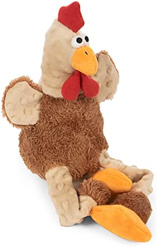 goDog Action Plush Rooster Animated Squeaky Dog Toy, Chew Guard Technology - Brown, One Size