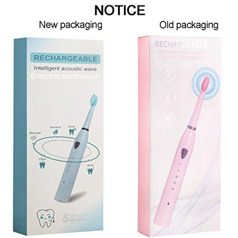 Rechargeable Electric Sonic Toothbrush for Adults 5 Modes Electric Toothbrush with 2 Mins Timer and 4 Brushheads, for Daily Tooth Whitening and Oral Care(Blue)
