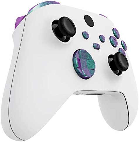 eXtremeRate Chameleon Green Puple Replacement Buttons for Xbox Series S & Xbox Series X Controller, LB RB LT RT Bumpers Triggers D-pad ABXY Start Back Sync Share Keys for Xbox Series X/S Controller