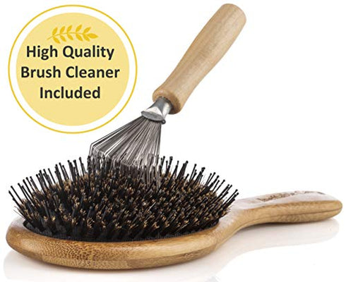 Boar Bristle Hair Brush set – Curved and Vented for Wet and Dry Detangling Hair Brush for Women Long, Thick, Thin, Curly & Tangled Hair Vent Brush - Stocking Stuffers Gift kit