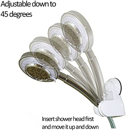 Pump&fix 45 Degrees Adjustable Handheld Shower Head Holder Suction Cup Wall Mount Bracket