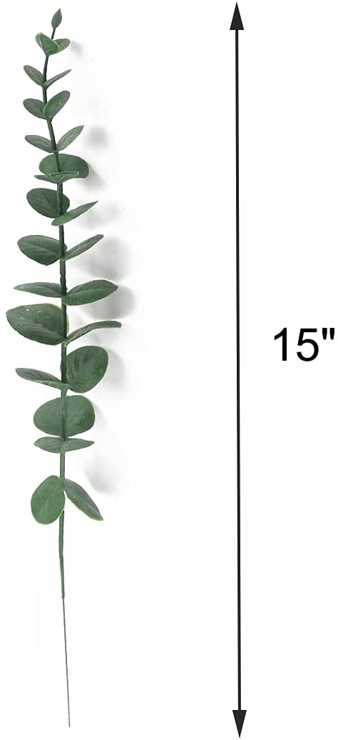 Tinsow 5 Pcs Real Touch Leaf Artificial Eucalyptus Stem Faux Eucalyptuses Wedding Bouquet Centerpiece Home Decor (Green)