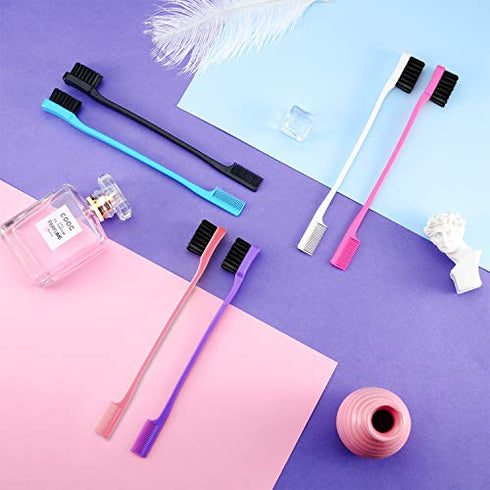 Yaomiao 12 Pieces Hair Edge Brushes Double Sided Edge Control Hair Comb Brushes Eyebrow Brush for Women Girls Natural Styling Hair Edge Brushes Combo Pack Smooth Comb Grooming 6 Random Color